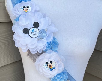 Baby Mickey Shoulder Sash , Baby Mickey Mommy Sash , Pregnancy Sash ,Baby Mickey Baby Shower Sash , Mickey Mouse Shoulder Sash