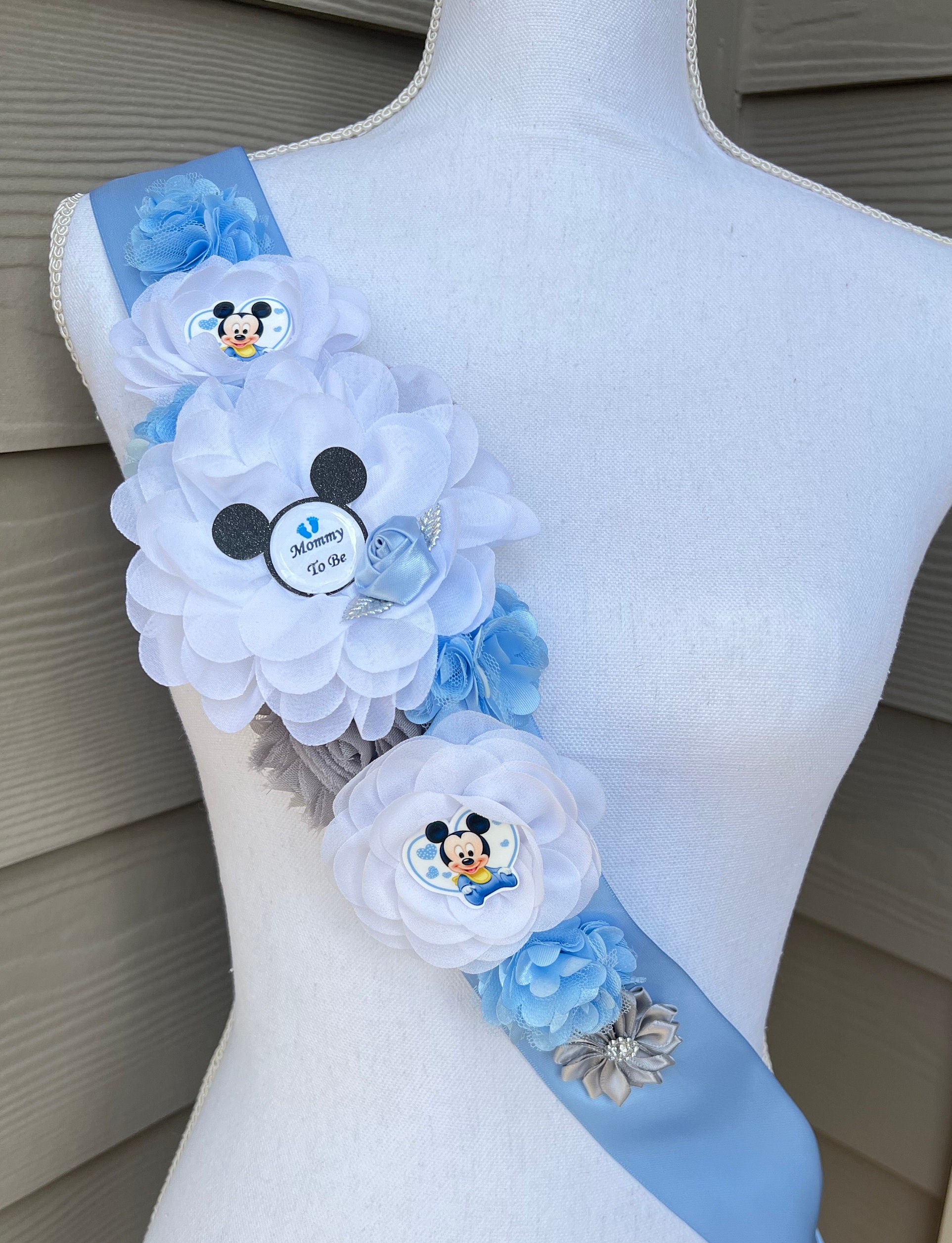 Mickey Mouse maternity sash. Belly sash. Handmade. Baby Mickey Baby Shower Sash , Baby Mickey Maternity Sash  main image 2
