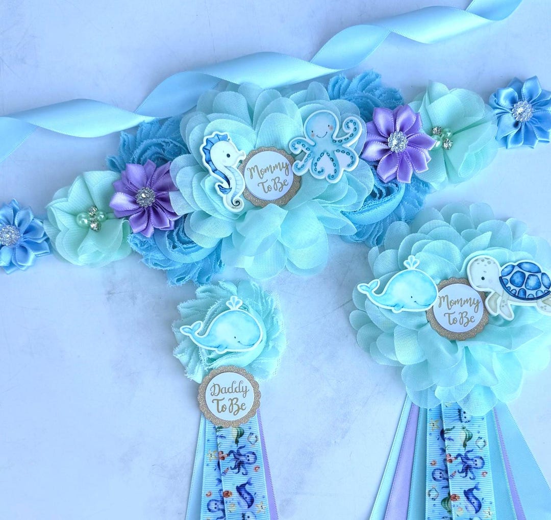 Ocean Baby Shower Sash & Corsages, Under the Sea, Mommy to  display picture 3