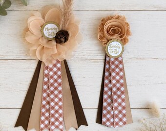 Fall Boho Baby Shower Corsage Pin Set, Autumn Theme