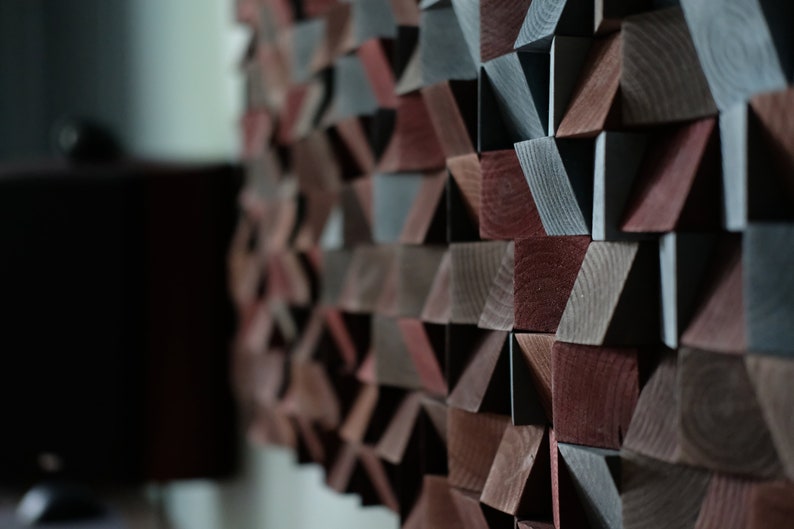 Sound Diffusor Wood Wall Decor Mosaic Custom Acoustic Panel Etsy