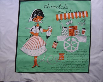 ReTrO Vintage Style Mexican Dancer Senorita Flour Sack Kitchen Dish Tea Towel