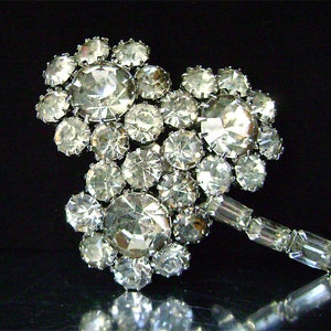 Vintage Juliana Brooch Three Flower Crystal Baguette Rhinestone Large D & E Pin image 8