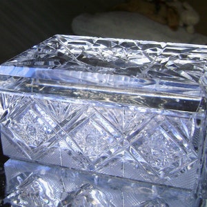 Vintage Bohemian Brilliant Cut Crystal Jewelry Dresser Trinket Box Heavy Czech c. 1960s image 1