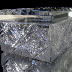 Vintage Bohemian Brilliant Cut Crystal Jewelry Dresser Trinket Box Heavy Czech c. 1960s image 6