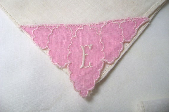 3 Vintage  Initial E K Handkerchiefs Hand Embroid… - image 2
