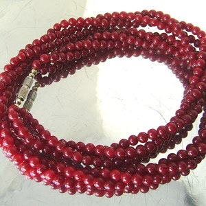 Vintage Dark Red Carnelian Necklace Natural Gemstone 3 Strand Choker image 8