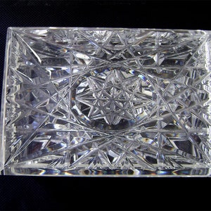 Vintage Bohemian Brilliant Cut Crystal Jewelry Dresser Trinket Box Heavy Czech c. 1960s image 4