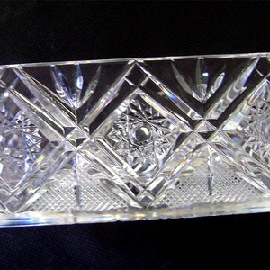 Vintage Bohemian Brilliant Cut Crystal Jewelry Dresser Trinket Box Heavy Czech c. 1960s image 5