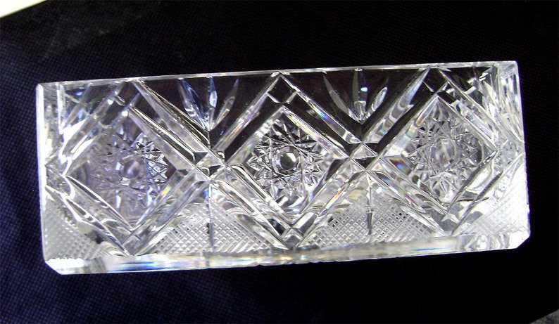 Vintage Bohemian Brilliant Cut Crystal Jewelry Dresser Trinket Box Heavy Czech c. 1960s image 5