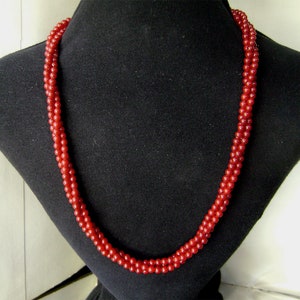 Vintage Dark Red Carnelian Necklace Natural Gemstone 3 Strand Choker image 2