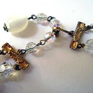 Vintage Marvella Necklace Crystal AB and White Moonglow Lucite 2 Strand 1960s image 8