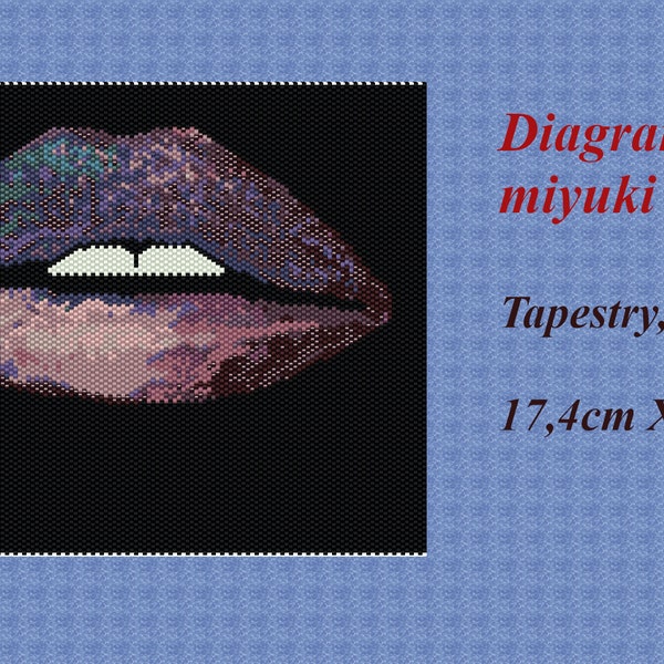 Diagramme, Pdf, miyuki pattern, tissage miyuki, tableau, Tapestry peyote , bouche