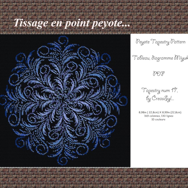 Diagramme, Pdf, miyuki pattern, tissage miyuki, tableau, Tapestry peyote num 17, Mandala
