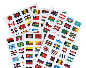 World Flags Stickers  - 192 Countries PVC transparent planner travel stickers for school, theme parties, homeschool, journal sticker, labels