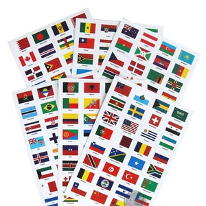 World Flags Stickers  - 192 Countries PVC transparent planner travel stickers for school, theme parties, homeschool, journal sticker, labels