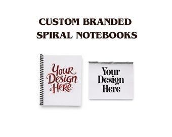 Custom Branded Spiral Notebooks with Logo – Personalized Corporate Event Journals (Portrait & Landscape) – White/Black Card or Green Vinyl