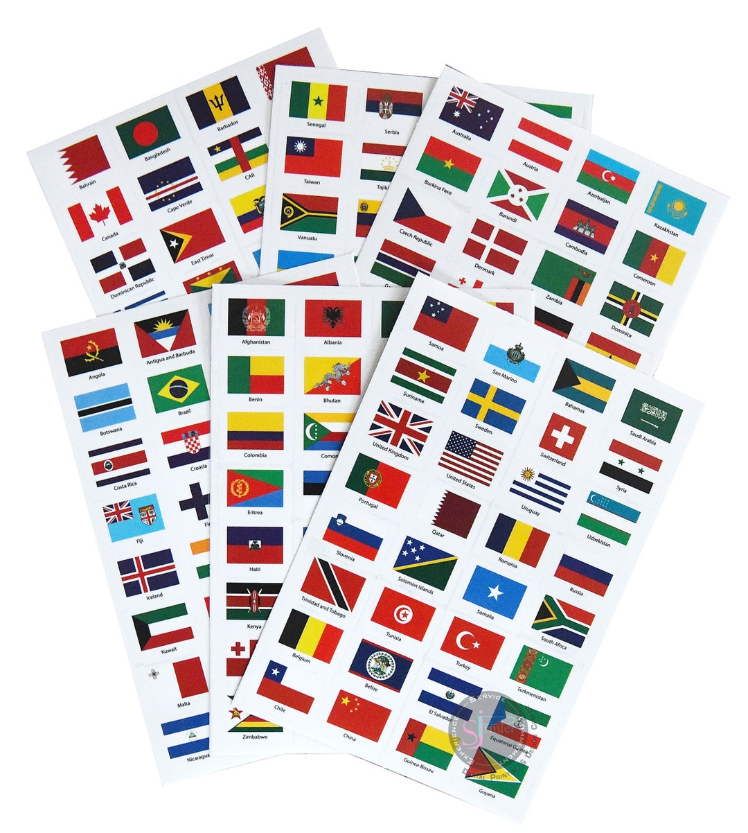 World Flags Stickers 192 Countries PVC Transparent Planner Travel