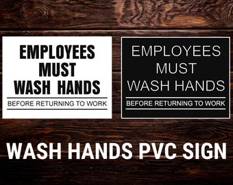 Wash Hands PVC Sign: Elegant Hygiene Reminder (5.75" x 4.6")