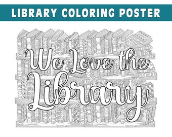 Library Books Giant Coloring Poster: Inspirational Wall Art (30x42)