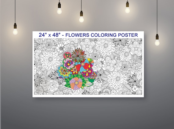Mandala Elephant Giant Coloring Poster: Family Activity
