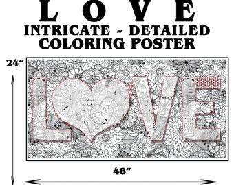 Giant Coloring Poster – Love, Hope, Brave, Welcome Mandala Designs – Large 24×48, 30x42, 24×52 Coloring Banner for Group Activity & Wall Art