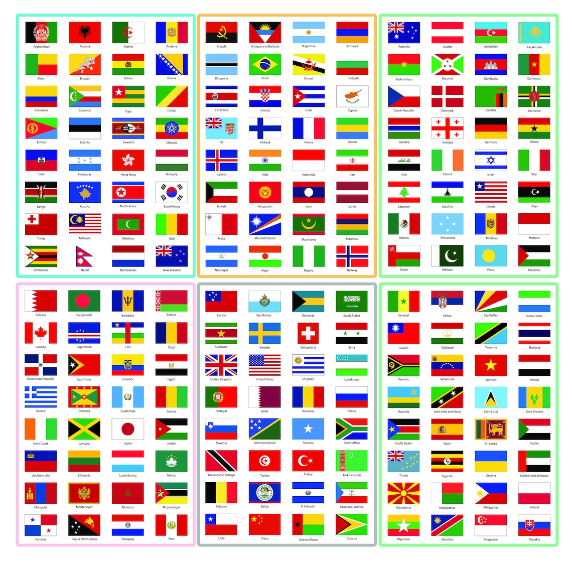 World Flags Stickers 192 Countries PVC transparent planner Etsy