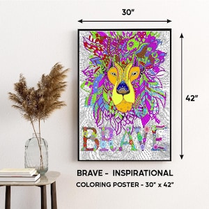Giant Coloring Posters for Kids & Adults – Brave, Love, Dinosaur, USA Map – Large Wall Art for Coloring, Classrooms, Therapy, Team Activity