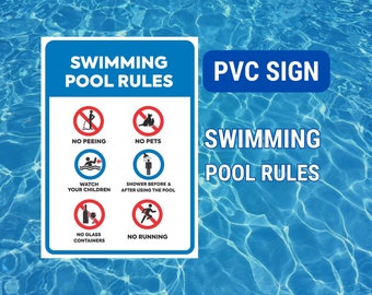 Swimming Pool Rules Sign: Waterproof PVC, Easy Install