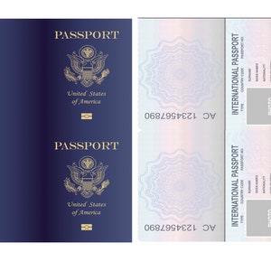 Pretend Passport With Flags, Stamps for Learning and Pretend Play, Fake ...