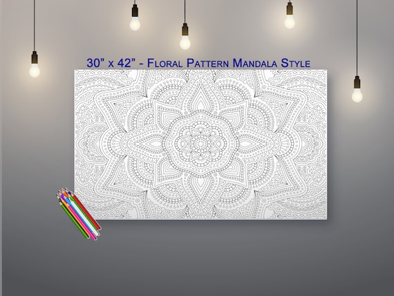 Giant Coloring Poster: Floral Mandala, Kids & Adults