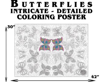 Butterfly Giant Coloring Poster: Inspirational Mandala Wall Art (30x42)