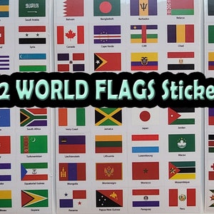World Flags Coloring Book With Stickers: Geography Activity for Kids - Etsy
