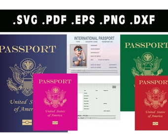 Pretend American Passport w/Inside  SVG, USA Passport Vector, Silhouette, Cricut file, Clipart, Cuttable Design, Pdf, Png, Dxf & Eps Designs