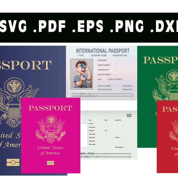 Pretend American Passport w/Inside  SVG, USA Passport Vector, Silhouette, Cricut file, Clipart, Cuttable Design, Pdf, Png, Dxf & Eps Designs
