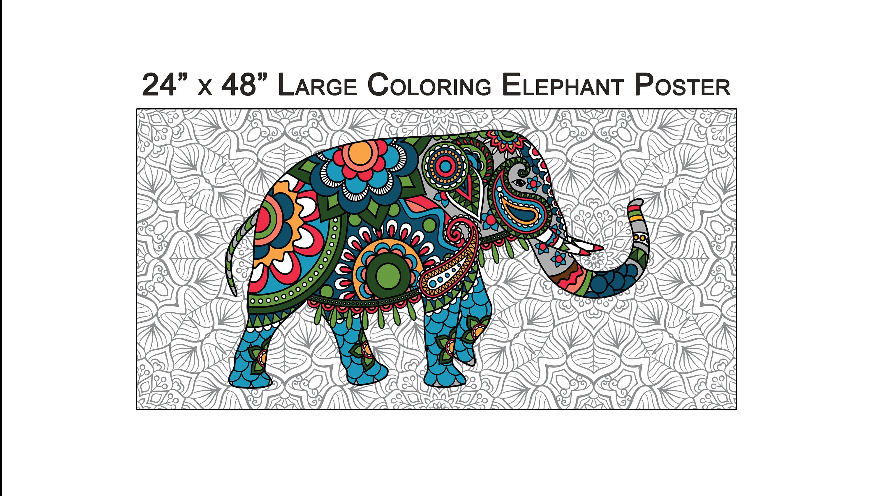  Color Bigger Giant Coloring Poster - Huge Elephant Coloring  Posters for Adults & Kids, Large Poster Wall Art