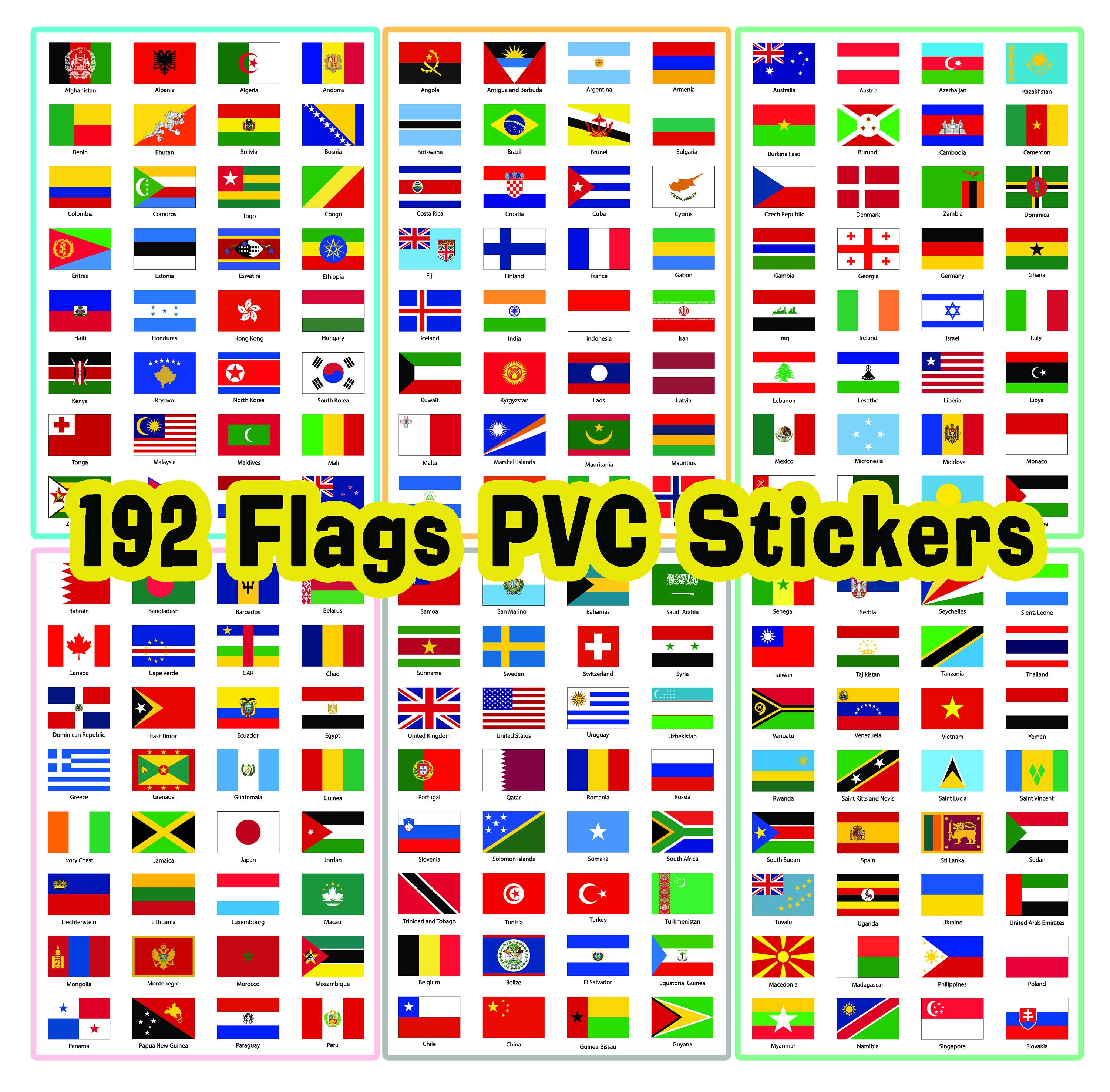 World Flags Stickers 192 Countries PVC transparent planner Etsy