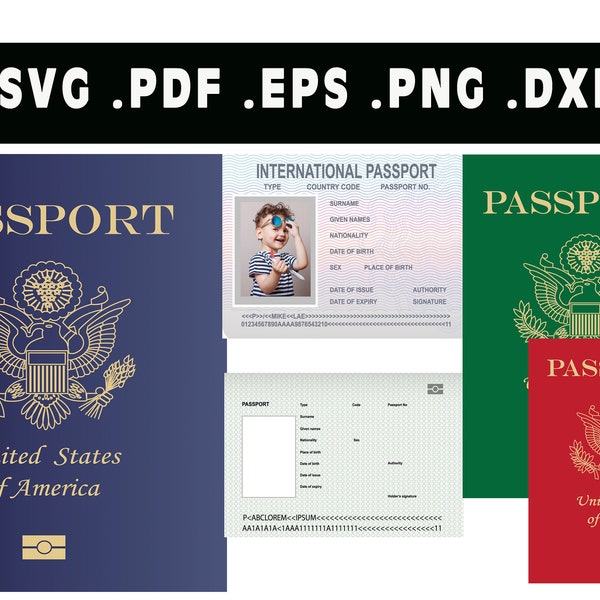 Pretend American Passport w/Inside  SVG, USA Passport Vector, Silhouette, Cricut file, Clipart, Cuttable Design, Pdf, Png, Dxf & Eps Designs