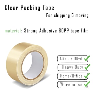 Heavy Duty Packing Tape Refill - Clear 2.4 mil, 1.88 inch x 110 Yards/100m Ultra Strong and Transparent for Boxing - Tape Refill Dispensing