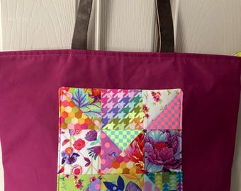 Bolsa de mano con bloques de edredón - Tula Pink Nine Patch Block