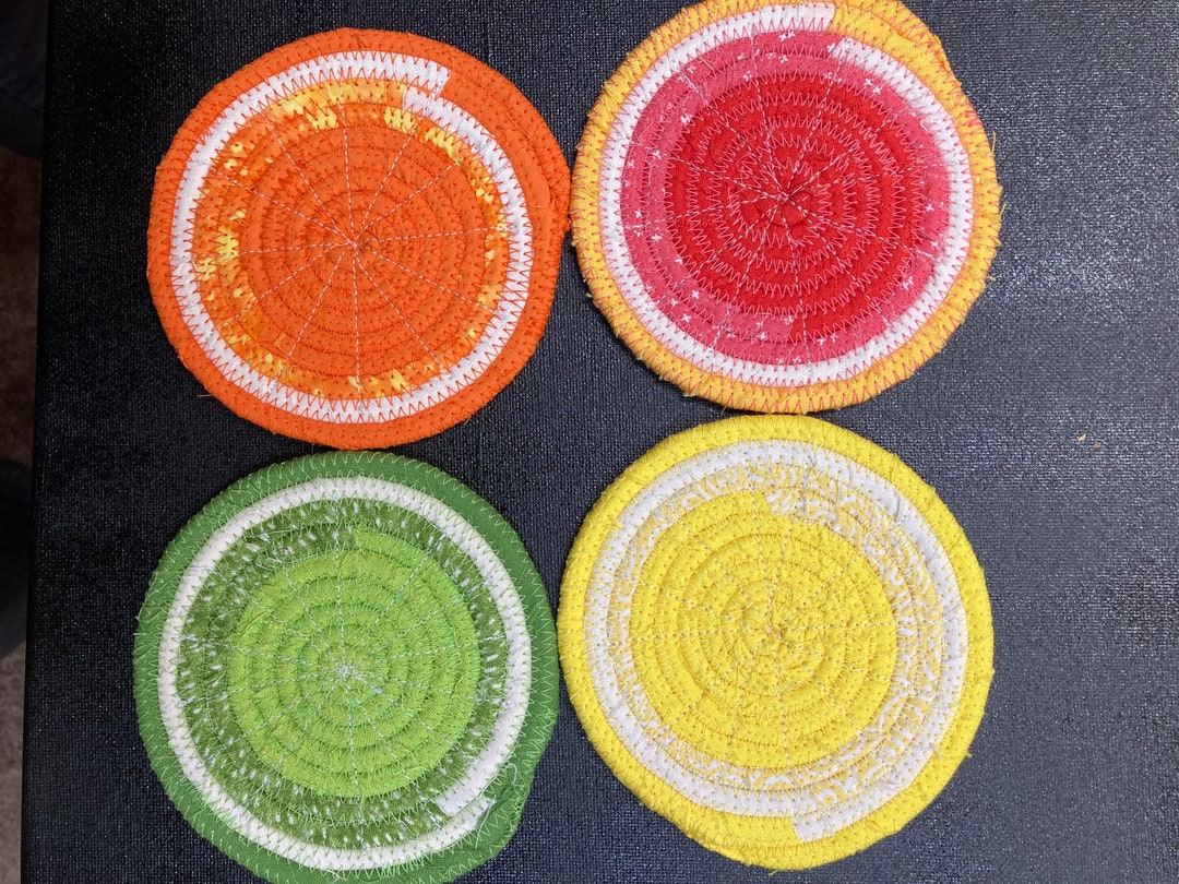 Rope & Fabric Coasters - Set of 4 - Citrus Slices - Etsy