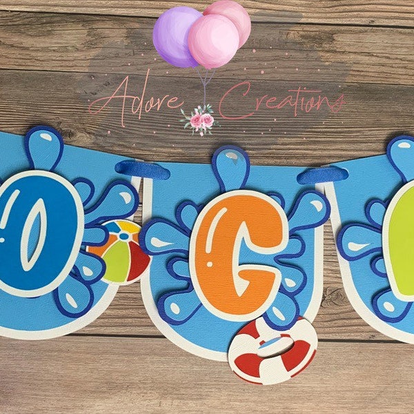 Pool Party Birthday Banner - Etsy