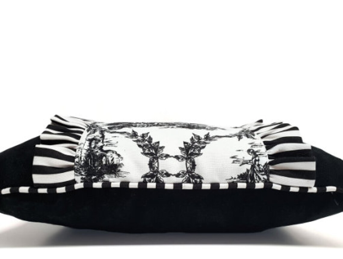 Black Ruffled Pillow CoverBlack Ruffles Lumbar Pillowthrow Etsy