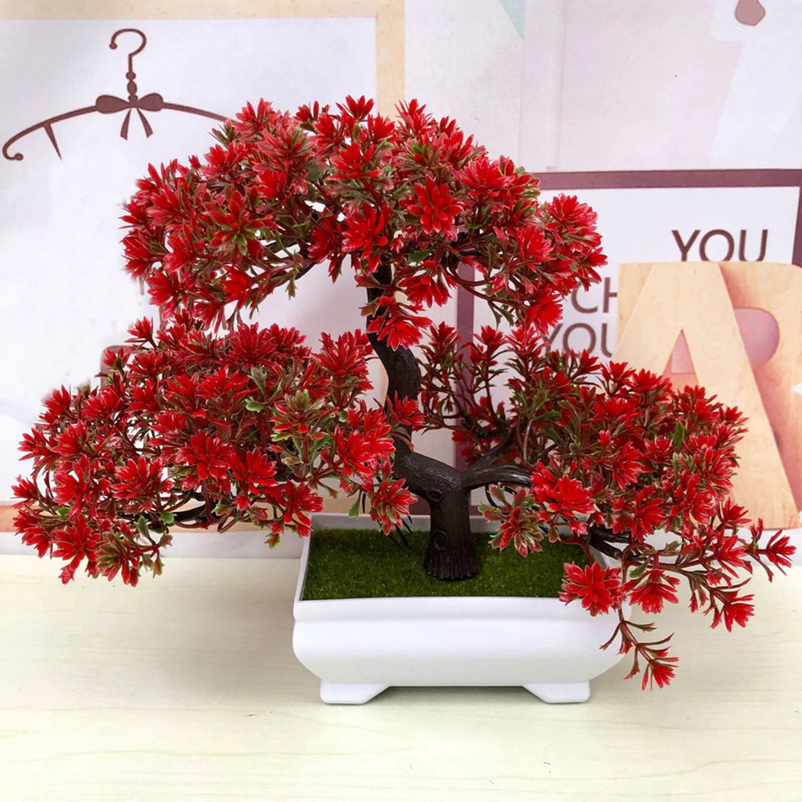 Artificial Bonsai Tree Small Fake Tree with White Square Pot Etsy