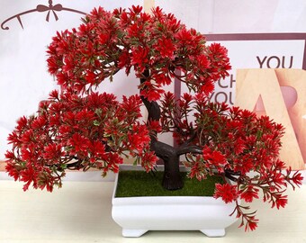 Falso Bonsai Japonés Árbol Flor De Loto Pine Tree simulación Planta Artificial 