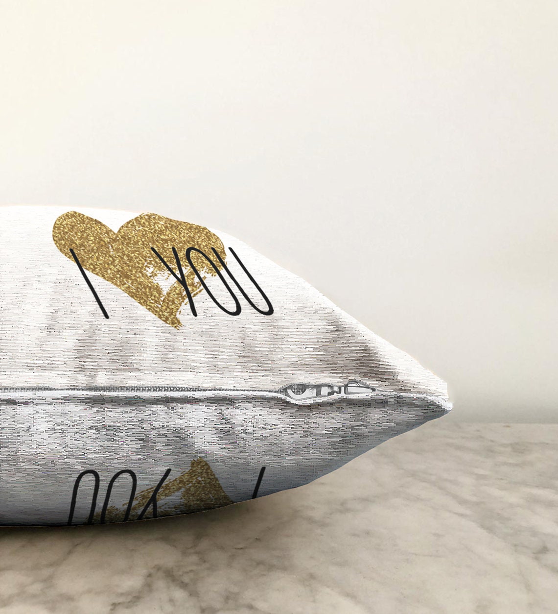 I Love You Pillow Cover gold heart pillow Cover love throw Etsy