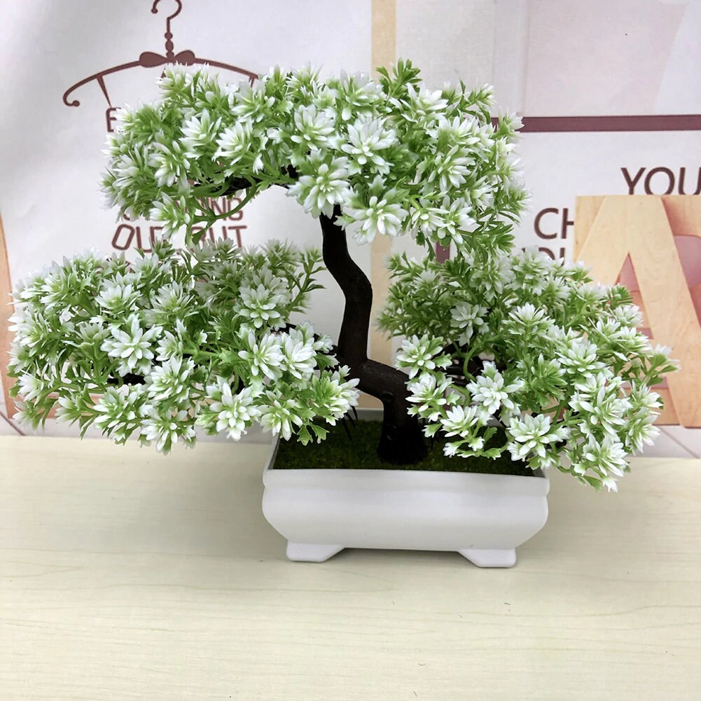 Artificial Bonsai Tree Small Fake Tree with White Square Pot Etsy