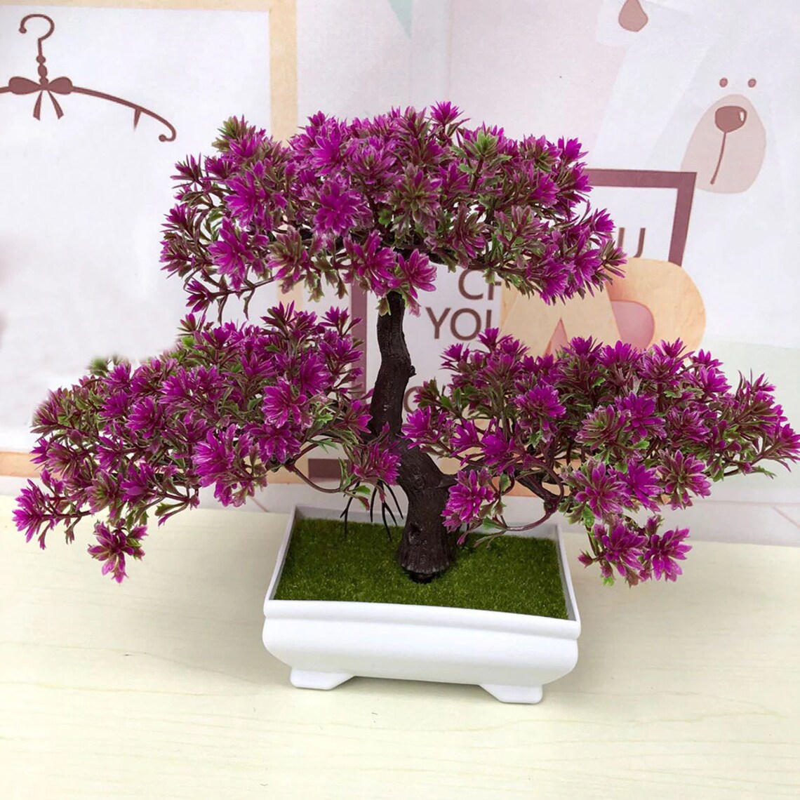 Artificial Bonsai Tree Small Fake Tree with White Square Pot Etsy