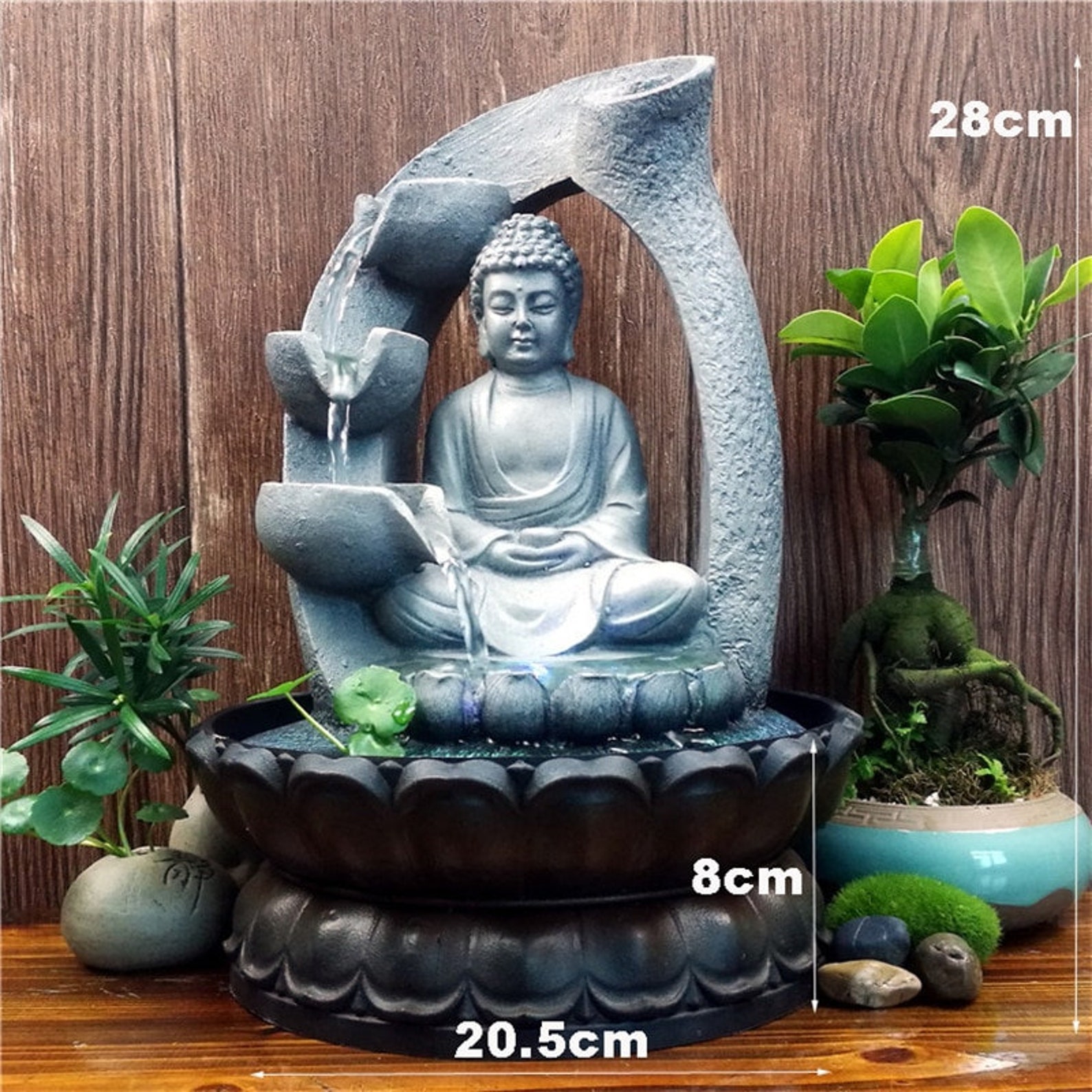 Buddha Statue Decorative Tabletop Water Fountain Waterfall Etsy