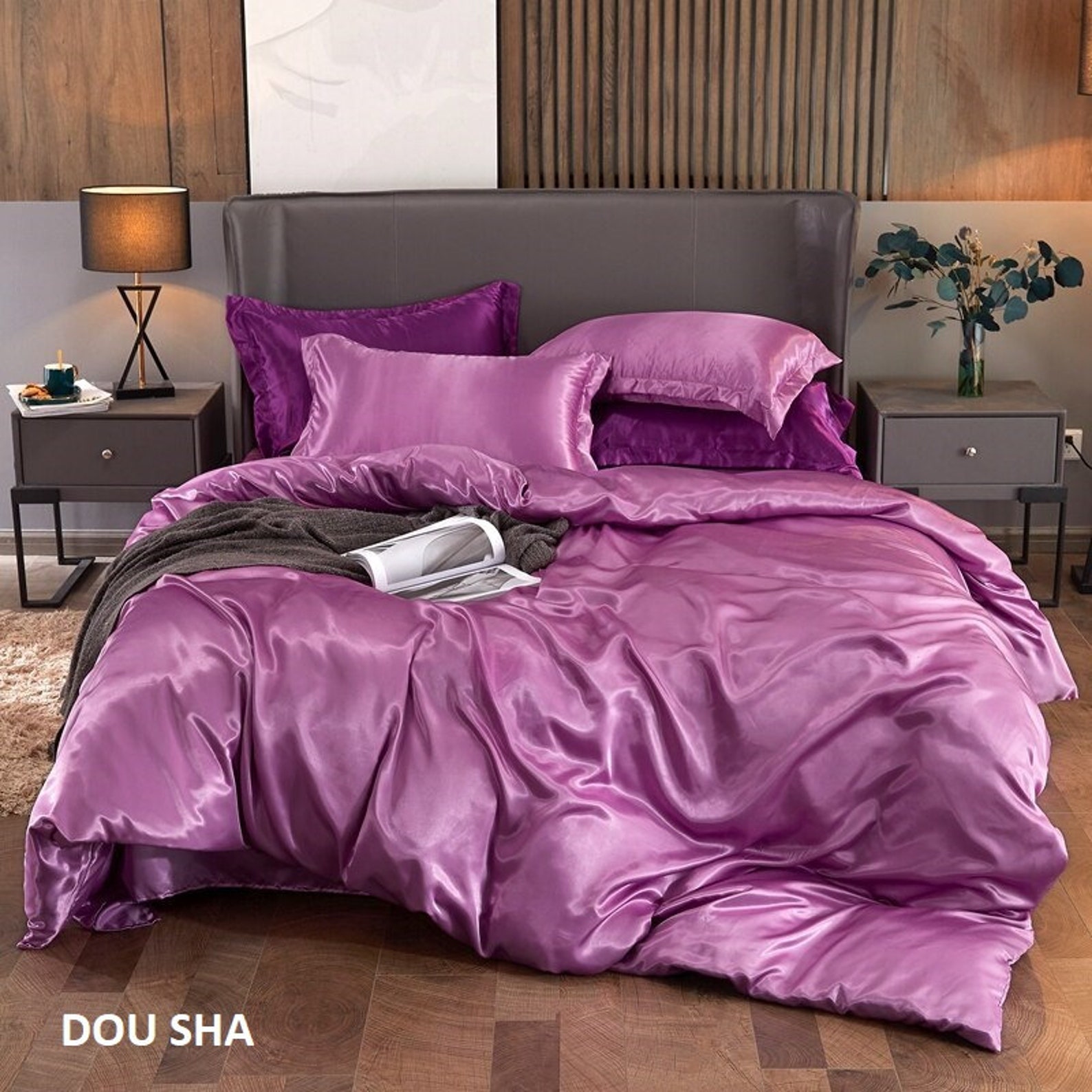 Royal Satin Silk Bedding Flat Sheet Double Bed Linen Family Etsy